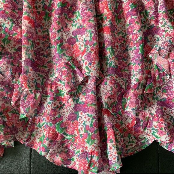 NWT FOR LOVE & LEMONS Floral Mini Skirt Purple Pink Large L - Picture 4 of 6